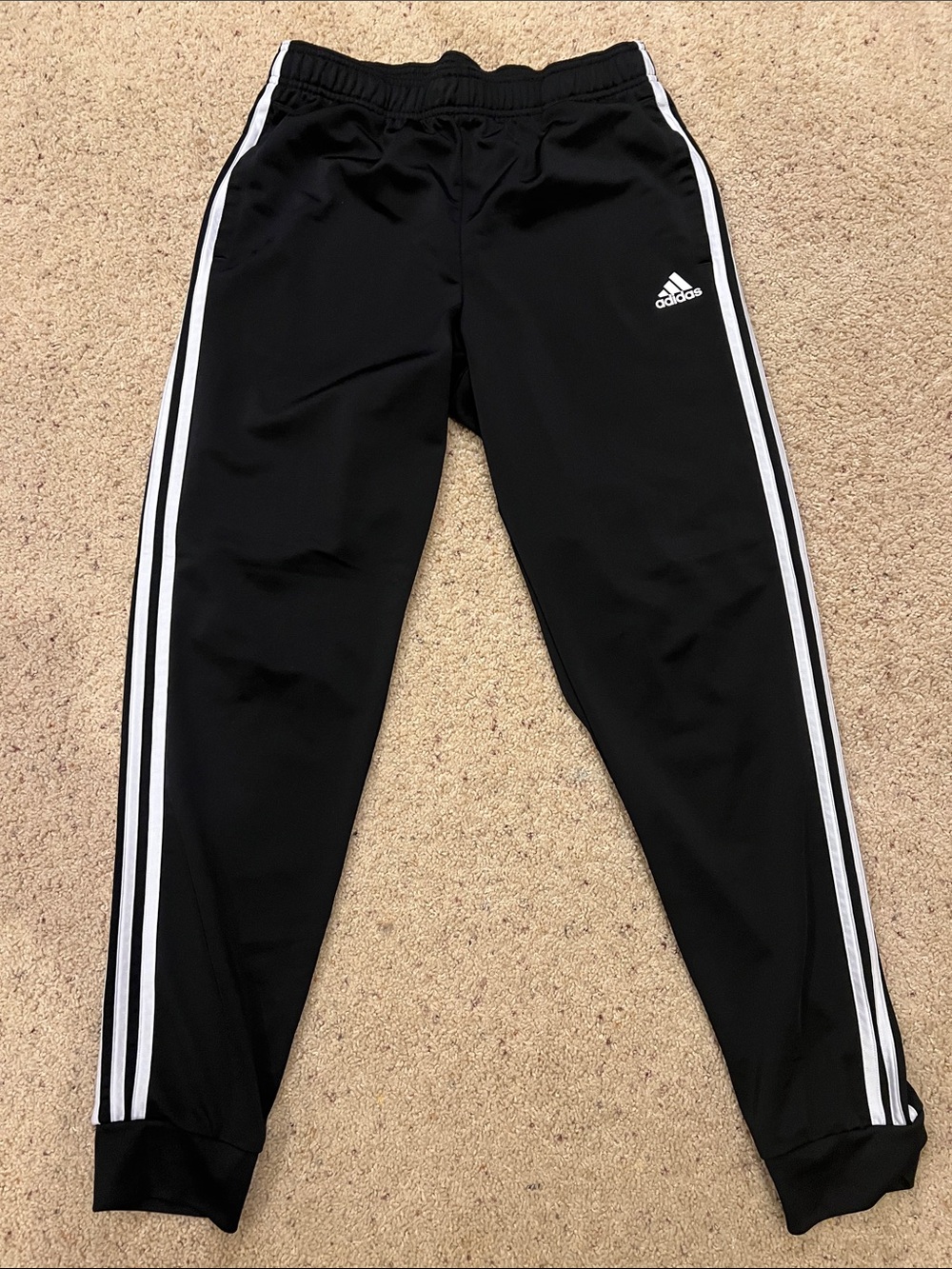 adidas Black Joggers with White Triple Stripes